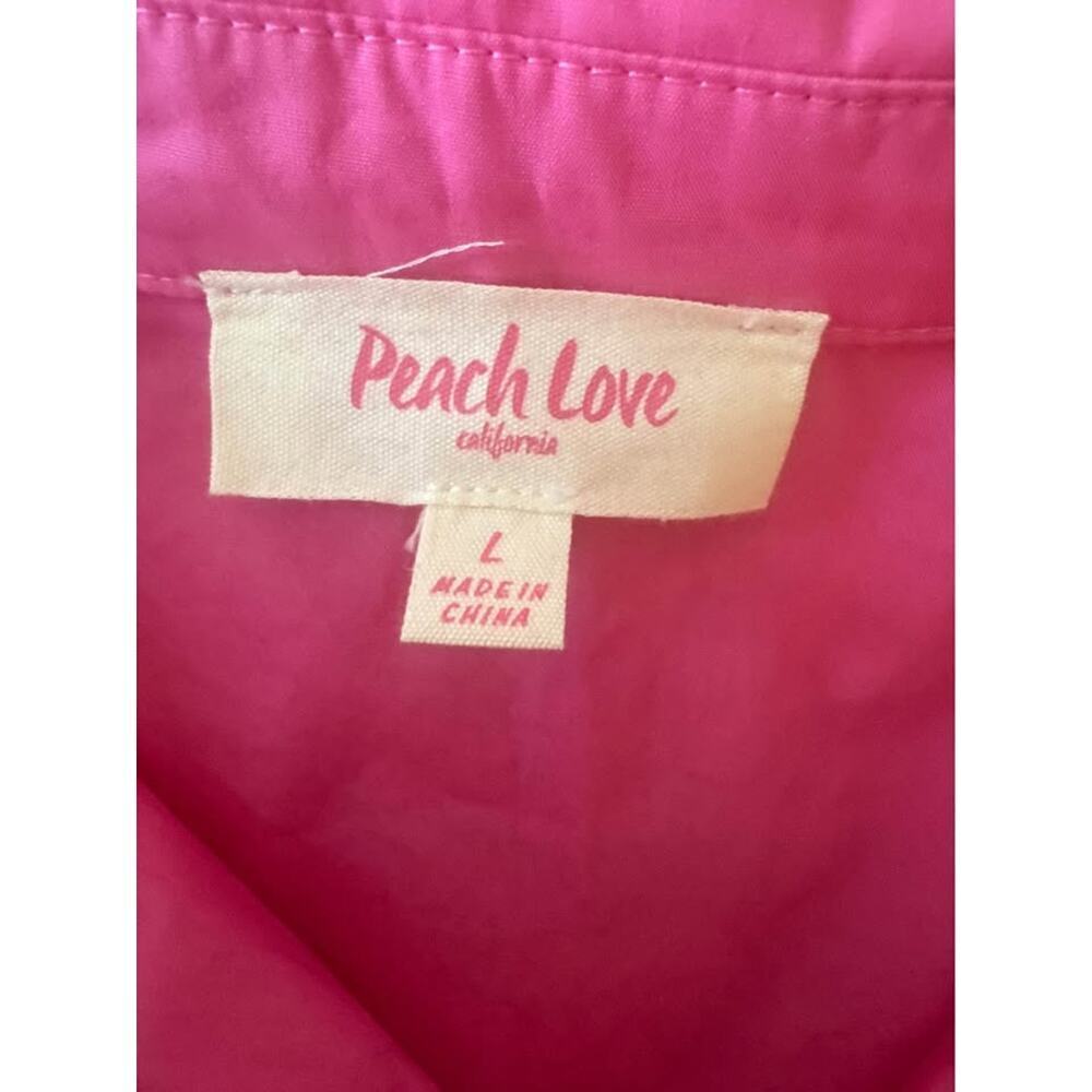 Peach Love Women’s Large Pink Sequined Bubble Sleeve Tiered Ruffled Shirt Dress - Picture 8 of 8
